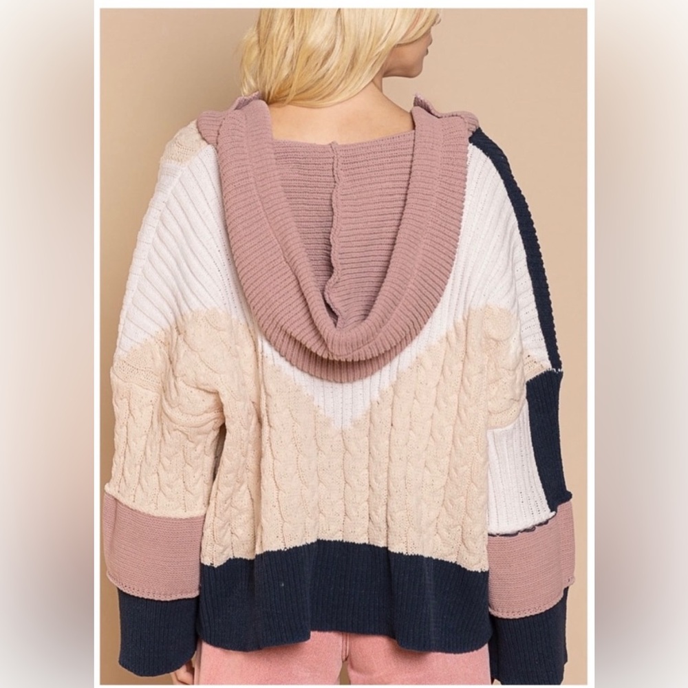 POL colorblocked oversized hoodie-style cardigan - Picture 3 of 8